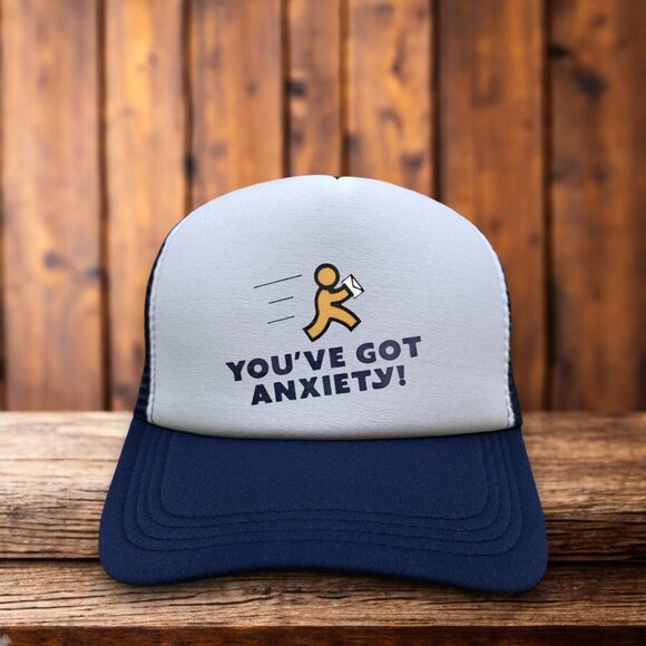 You've Got Anxiety Unisex Trucker Hat Navy AOL Instant Messenger Parody 90s Gift - Picture 1 of 4